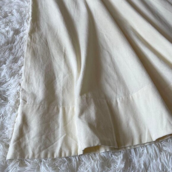 Mino Front Snap Flare Corduroy Long Skirt M Cream - Picture 4 of 6
